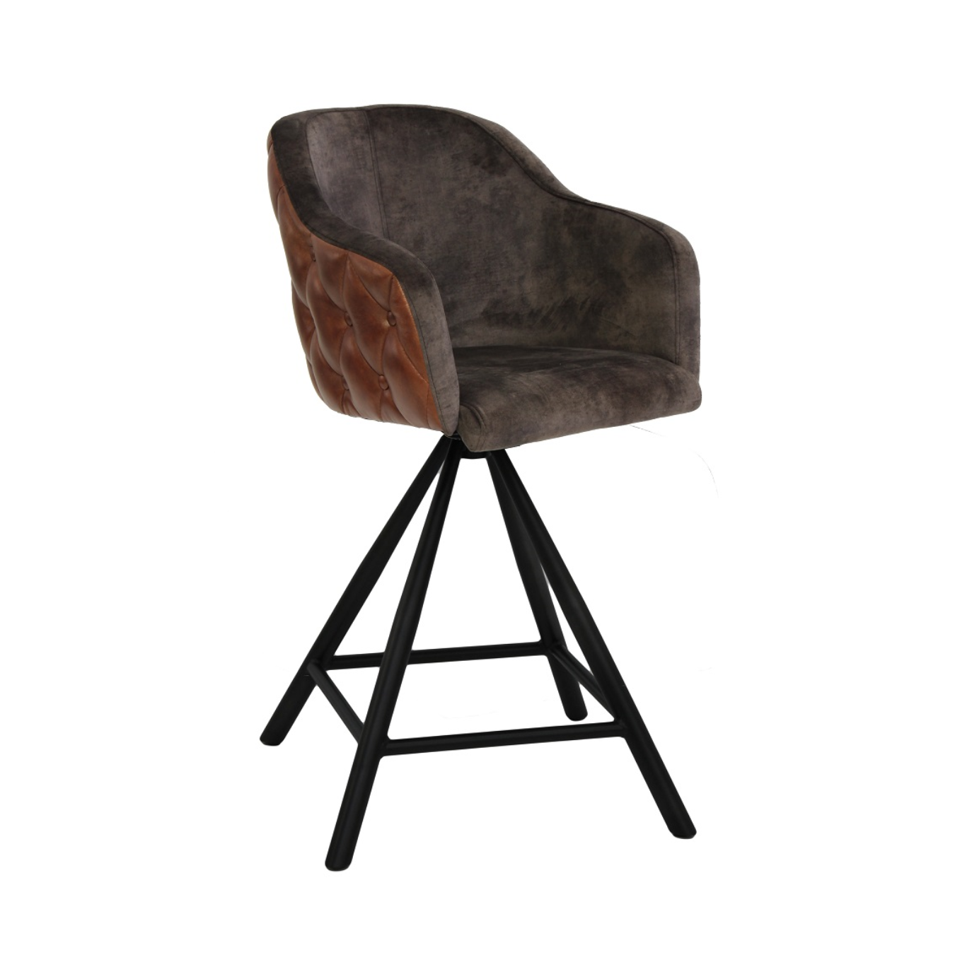 Ergonomic bar stool upholstered with leather and velvet eScaun