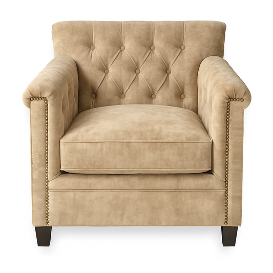 Fotoliu chesterfield catifea BEJ | model TAN